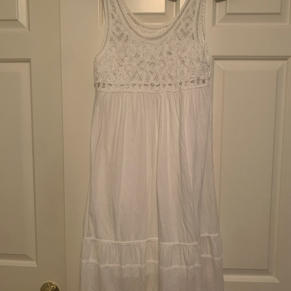 Theory- white cotton sundress with lace front and back